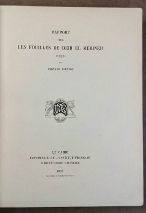 Rapports préliminaires. Tome I. 1e partie: Deir el-Medineh (1922-1923).[newline]M0828-17.jpg
