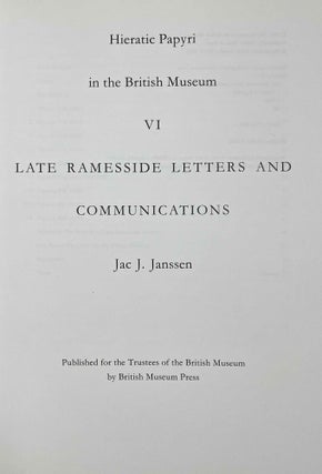 Late ramesside letters and communications