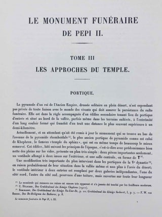 Le monument funéraire de Pépi II. Tome III: Les approches du temple