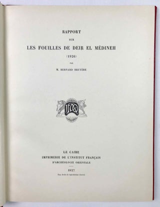 Rapports sur les fouilles de Deir el-Medineh (1926)