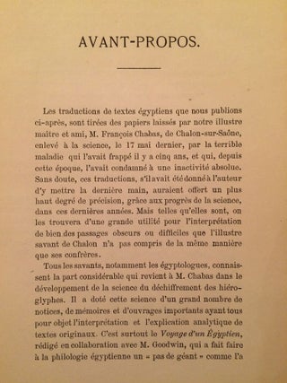 Choix de textes égyptiens. Traductions inédites de François Chabas publiées par P.J. de Horrack.[newline]M0901-02.jpg