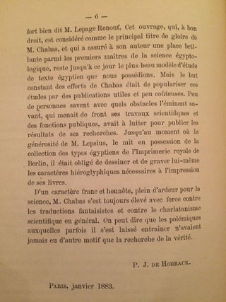 Choix de textes égyptiens. Traductions inédites de François Chabas publiées par P.J. de Horrack.[newline]M0901-03.jpg
