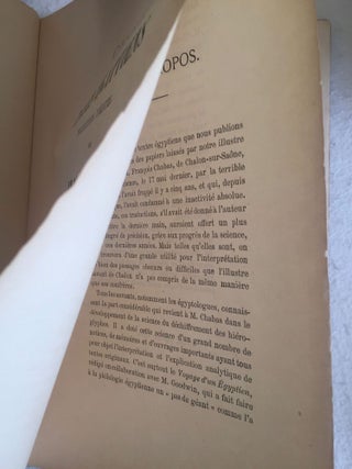 Choix de textes égyptiens. Traductions inédites de François Chabas publiées par P.J. de Horrack.