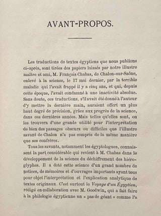 Choix de textes égyptiens. Traductions inédites de François Chabas publiées par P.J. de Horrack.[newline]M0901b-04.jpeg