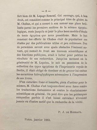 Choix de textes égyptiens. Traductions inédites de François Chabas publiées par P.J. de Horrack.[newline]M0901b-05.jpeg