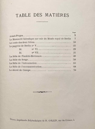 Choix de textes égyptiens. Traductions inédites de François Chabas publiées par P.J. de Horrack.[newline]M0901b-07.jpeg