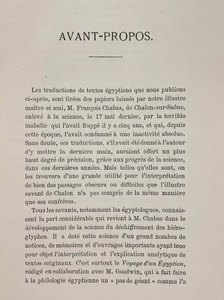 Choix de textes égyptiens. Traductions inédites de François Chabas publiées par P.J. de Horrack.[newline]M0901d-05.jpeg