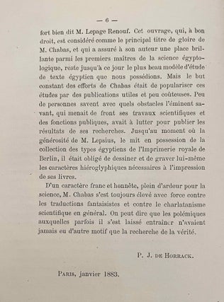 Choix de textes égyptiens. Traductions inédites de François Chabas publiées par P.J. de Horrack.[newline]M0901d-06.jpeg