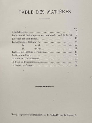 Choix de textes égyptiens. Traductions inédites de François Chabas publiées par P.J. de Horrack.[newline]M0901d-08.jpeg