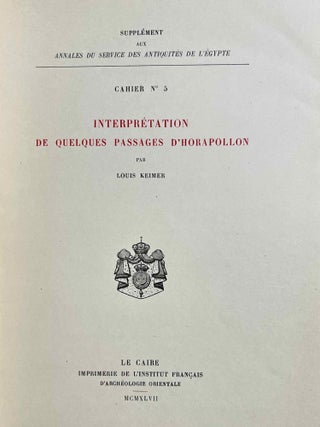Interprétations de quelques passages d'Horapollon