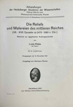 Die Reliefs des alten Reiches (2980 - 2475 vor Chr.) & Die Reliefs und Malereien. Band I: des mittleren Reiches (VII - XVII Dynastie). Band II: des neuen Reiches (XVIII - XX Dynastie) (complete set)