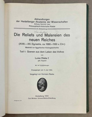 Die Reliefs des alten Reiches (2980 - 2475 vor Chr.) & Die Reliefs und Malereien. Band I: des mittleren Reiches (VII - XVII Dynastie). Band II: des neuen Reiches (XVIII - XX Dynastie) (complete set)