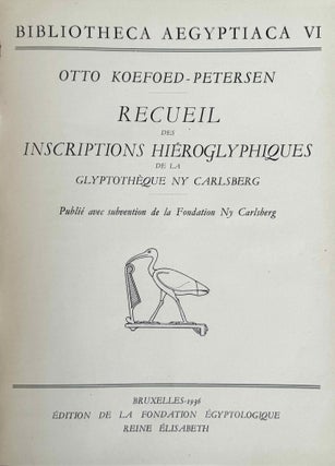 Recueil des inscriptions hiéroglyphiques de la glyptothèque Ny Carlsberg