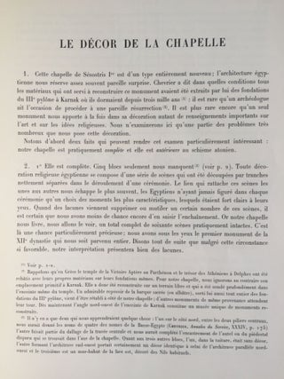 Une chapelle de Sésostris Ier à Karnak. Tome I: Texte