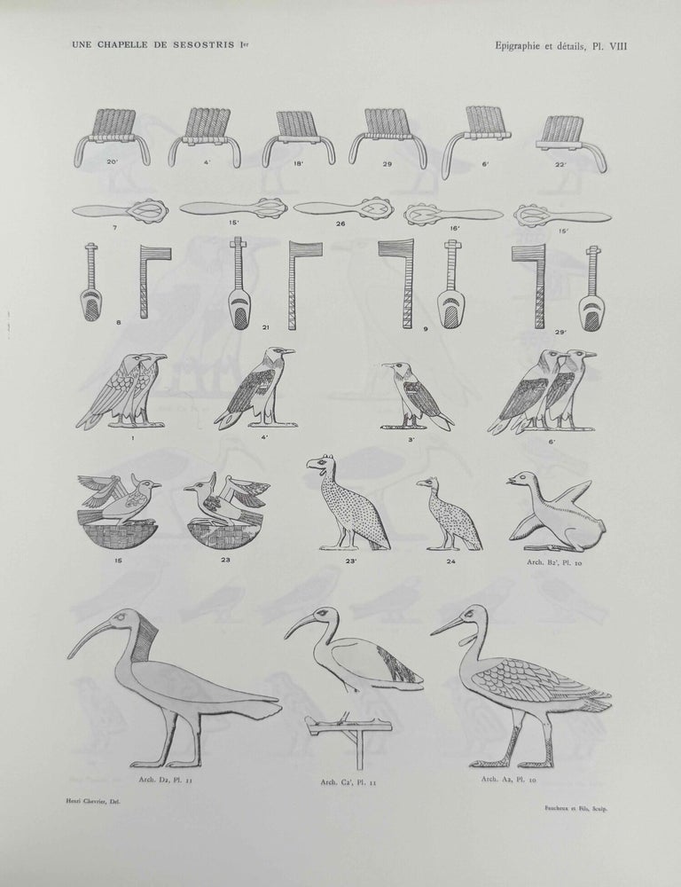 Item #M0949l Une chapelle de S&eacute;sostris Ier &agrave; Karnak. Tome I: Texte. Tome II: Planches (complete set). LACAU Pierre - CHEVRIER Henri.