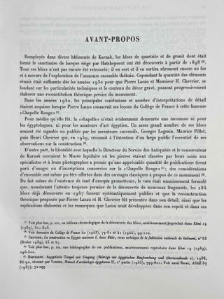 Une chapelle d'Hatchepsout à Karnak. Tome I: Texte. Tome II: Planches (complete set)