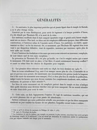 Une chapelle d'Hatchepsout à Karnak. Tome I: Texte. Tome II: Planches (complete set)