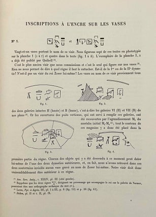La pyramide à degrés. Tome IV: Inscriptions gravées sur les vases. Fasc. 1: Planches. Fasc. 2: Texte. Tome V: Inscriptions à l'encre sur les vases. 2 volumes.