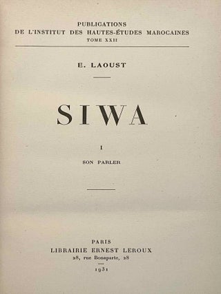 Siwa. Tome I: Son parler (all published)[newline]M0962a-02.jpeg