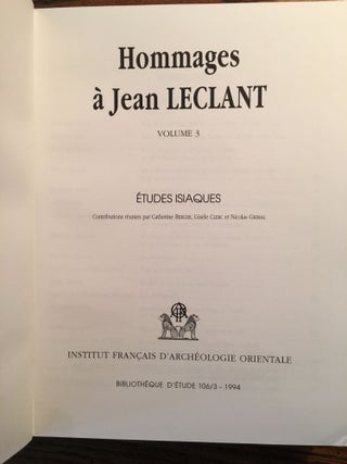 Hommages à Jean Leclant, tome I: Etudes pharaoniques. Tome II: Nubie, Soudan, Ethiopie. Tome III: Etudes isiaques. Tome IV: Varia (complete set)[newline]M0972a-11.jpg