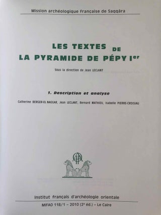 Les textes de la pyramide de Pépy Ier. Tome I: Description et analyse. Tome II: Fac-similés (complete set)[newline]M0976c-04.jpg