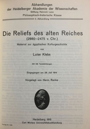 Die Reliefs des alten Reiches (2980 - 2475 vor Chr.). Material zur ägyptischen Kulturgeschichte.