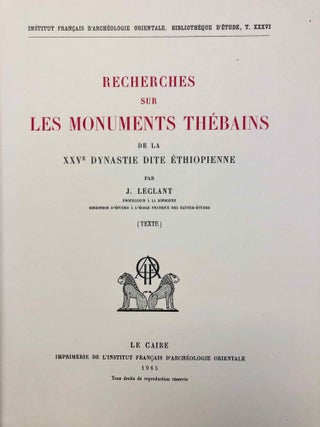 Recherches sur les monuments thébains de la XXVe dynastie. Tomes I & II (complete set)[newline]M0979f-02.jpg
