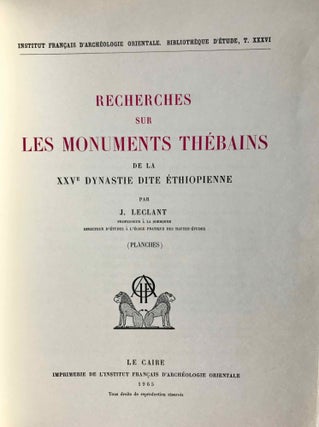 Recherches sur les monuments thébains de la XXVe dynastie. Tomes I & II (complete set)[newline]M0979i-08.jpg