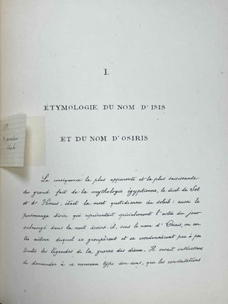 Le mythe osirien. Tome I: Les yeux d'Horus. Tome II: Osiris (complete set)