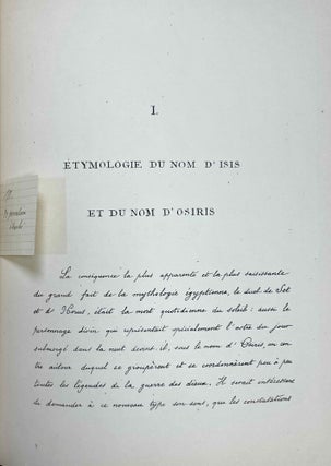 Le mythe osirien. Tome I: Les yeux d'Horus. Tome II: Osiris (complete set)