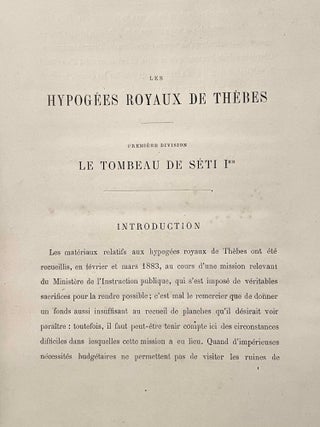 Les hypogées royaux de Thèbes. Tome I: Le tombeau de Séti Ier. Avec la collaboration de U. Bouriant et V. Loret, et le concours de E. Naville.[newline]M0984f-03.jpeg