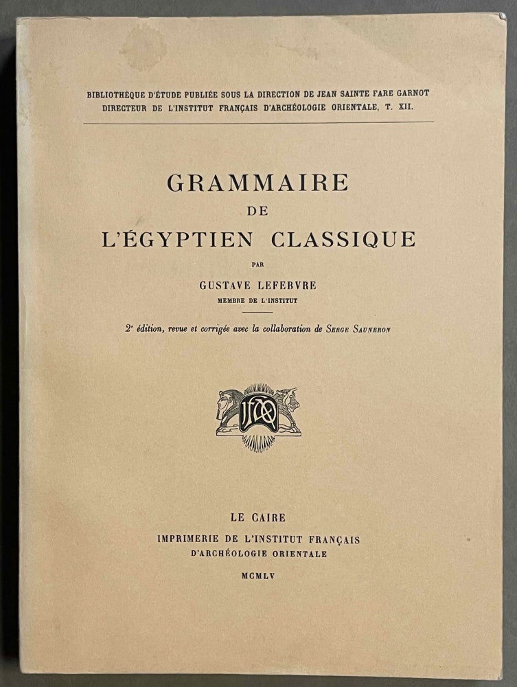 Item #M0988f Grammaire de l'égyptien classique. LEFEBVRE Gustave.[newline]M0988f-00.jpeg