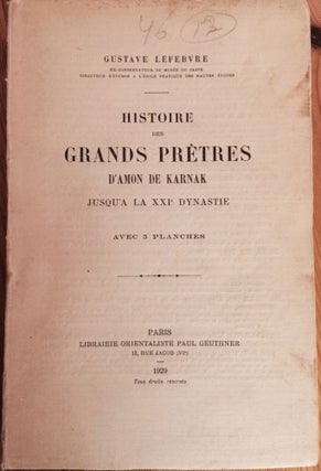Item #M0989a Histoire des grands prêtres d'Amon de Karnak jusqu'à la XXIe dynastie....