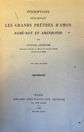 Item #M0990f Inscriptions concernant les grands prêtres d'Amon Romé-Roy et Amenhotep....