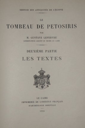 Le tombeau de Pétosiris. Tomes I, II & III (complete set)[newline]M0991d-06.jpg