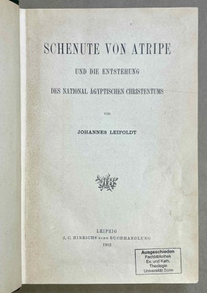 Item #M0998b Schenute von Atripe und die Entstehung des National ägyptischen Chistentums....