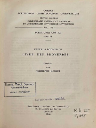 Papyrus Bodmer VI. Livre des Proverbes. 2e partie: Introduction et traduction[newline]M10000-02.jpeg