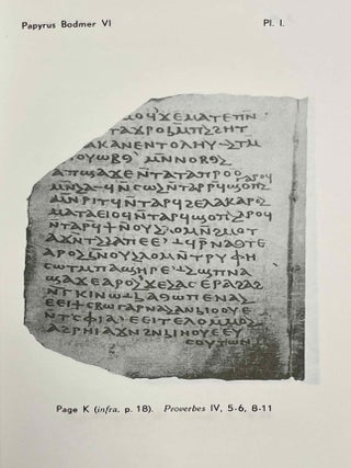 Papyrus Bodmer VI. Livre des Proverbes. Vol. I: Texte. Vol. II: Introduction et traduction (complete set)