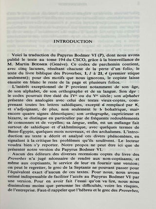 Papyrus Bodmer VI. Livre des Proverbes. Vol. I: Texte. Vol. II: Introduction et traduction (complete set)
