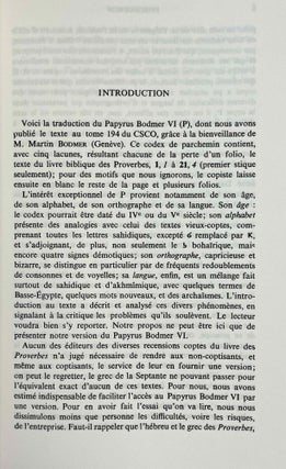 Papyrus Bodmer VI. Livre des Proverbes. Vol. I: Texte. Vol. II: Introduction et traduction (complete set)