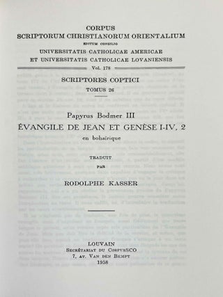 Papyrus Bodmer III. Evangile de Jean et Gen&egrave;se I-IV, 2 en boha&iuml;rique. Vol. 1: Texte. Vol. II: Traduction (complete set)[newline]M10004-03.jpeg