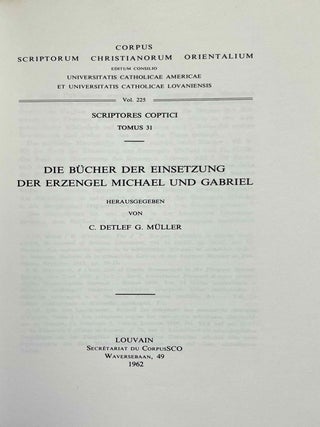 Die B&uuml;cher der Einsetzung der Erzengel Michael und Gabriel. Vol. I: Text. Vol. II: &Uuml;bersetzung (complete set)[newline]M10008-01.jpeg