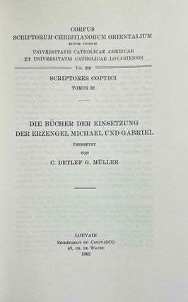 Die Bücher der Einsetzung der Erzengel Michael und Gabriel. Vol. I: Text. Vol. II: Übersetzung (complete set)