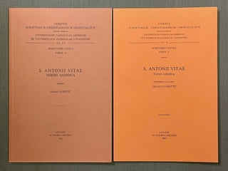 Item #M10013 S. Antonii vitae versio Sahidica. Vol. I: Text. Vol. II: Versio (translation into...