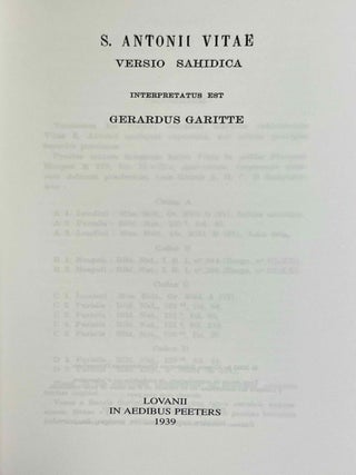 S. Antonii vitae versio Sahidica. Vol. I: Text. Vol. II: Versio (translation into Latin) (complete set)[newline]M10013-04.jpeg