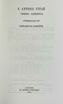 S. Antonii vitae versio Sahidica. Vol. I: Text. Vol. II: Versio (translation into Latin) (complete set)
