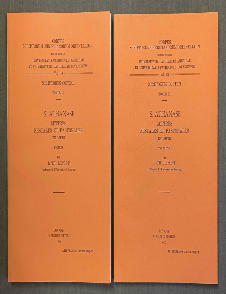 Item #M10014 S. Athanase. Lettres festales et pastorales en copte. Vol. I: Texte. Vol. II: Traduction (complete set). LEFORT Louis-Th&eacute;ophile.[newline]M10014-00.jpeg