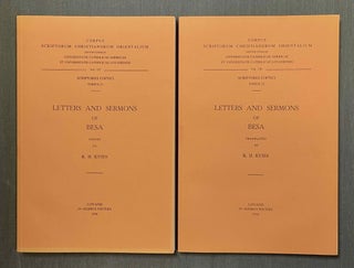 Item #M10018 Letters and Sermons of Besa. Vol. I: Text. Vol. II: Translation (complete set). KUHN...