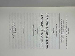 The Coptic (Sahidic) version of Kingdoms I, II (Samuel I, II). Vol. I: Text. Vol. II: Translation (complete set)