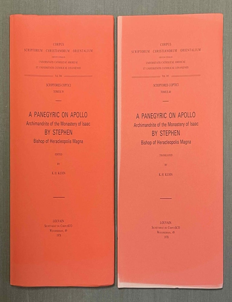 Item #M10025 Panegyric on Apollo, Archimandrite of the Monastery of Isaac. Vol. I: Text. Vol. II: Translation (complete set). KUHN Karl-Heinz.[newline]M10025-00.jpeg